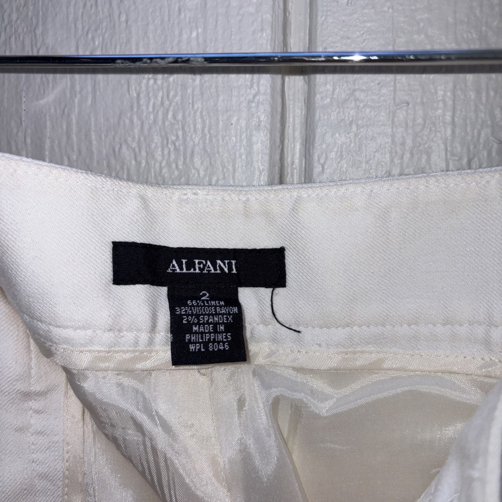 Alfani Linen Blend Size 2 Dressy Cropped Workwear Pants Women's Size 2 Lined - Picture 3 of 9